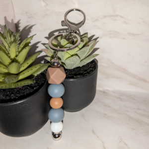 Neutral Minimalist Beaded Keychain