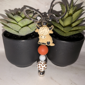 Highland Cow Bead Keychain